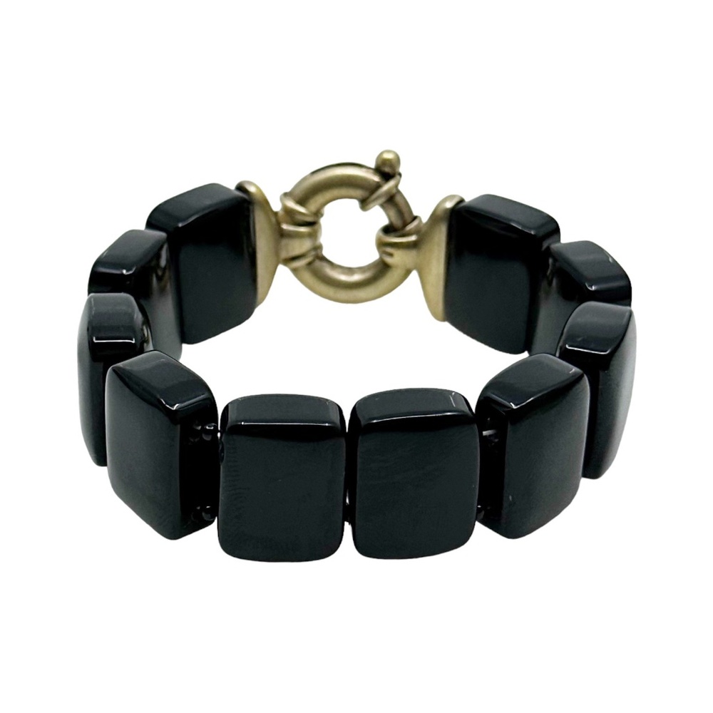Gold Vermeil sterling silver onyx bracelet - GM957